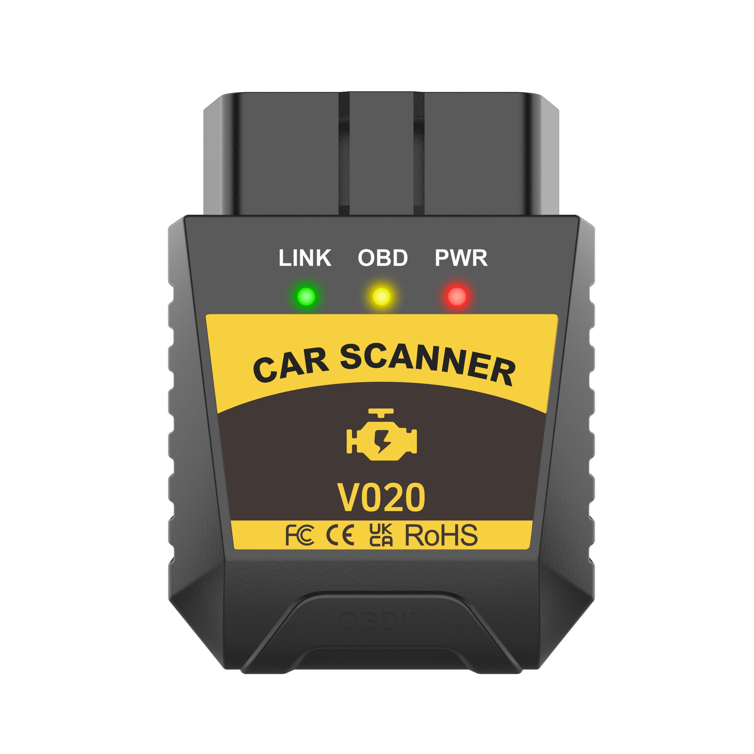 Car Engine Automatic Diagnostic Scanner Tool Bluetooth OBD2 Fault Detector V020 Mini OBDII Diagnostic Bluetooth Device OBD2 Car Code Reader Scanner Compatible with Windows and Android  and iOS