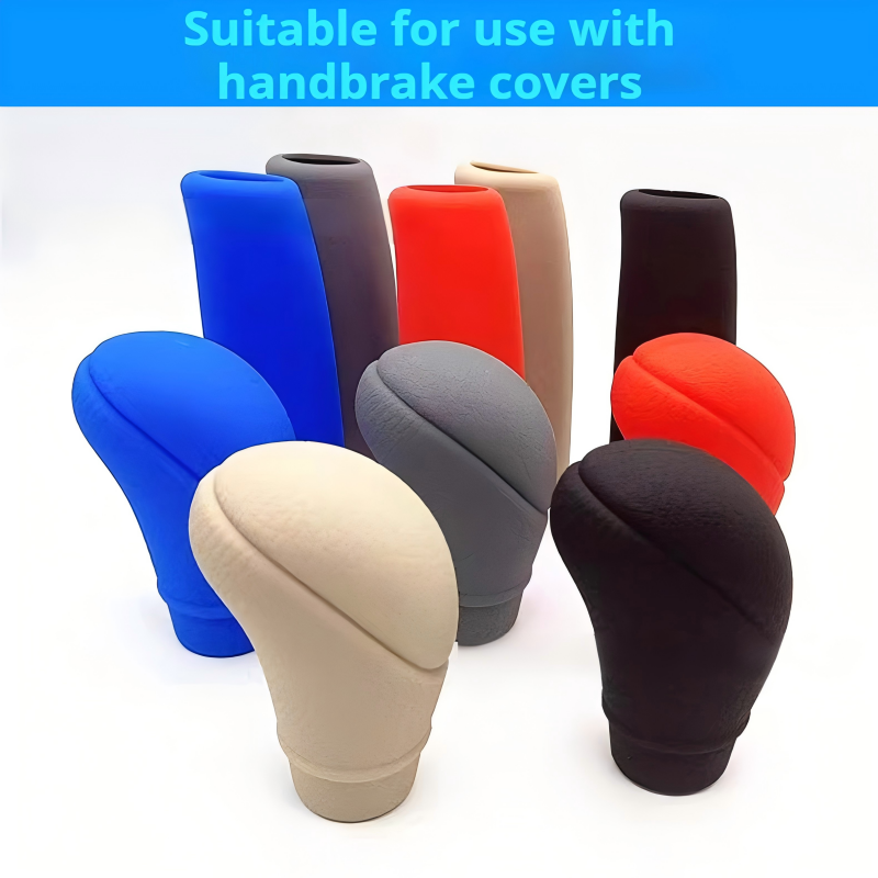 Car Manual Gear Shift Knob Cover Oval Silicone Leather Texture Non-Slip Wear-Resistant Gear Stick Cover Universal Handbrake Cover