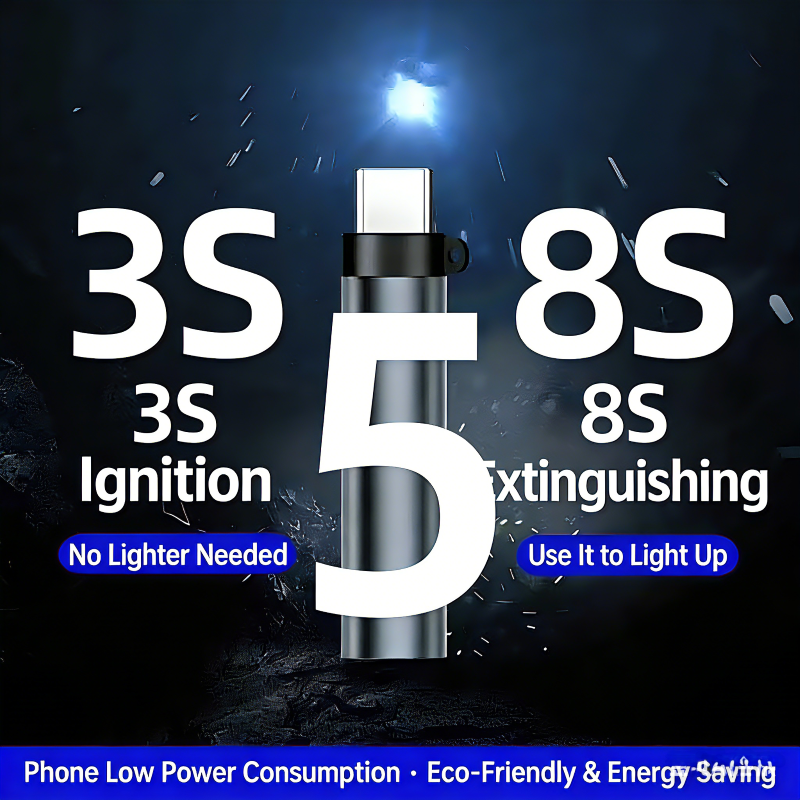 Type C phone cigarette lighter, plug and play, no need to inflate, no need to add fuel, portable mini cigarette lighter, high-temperature resistant