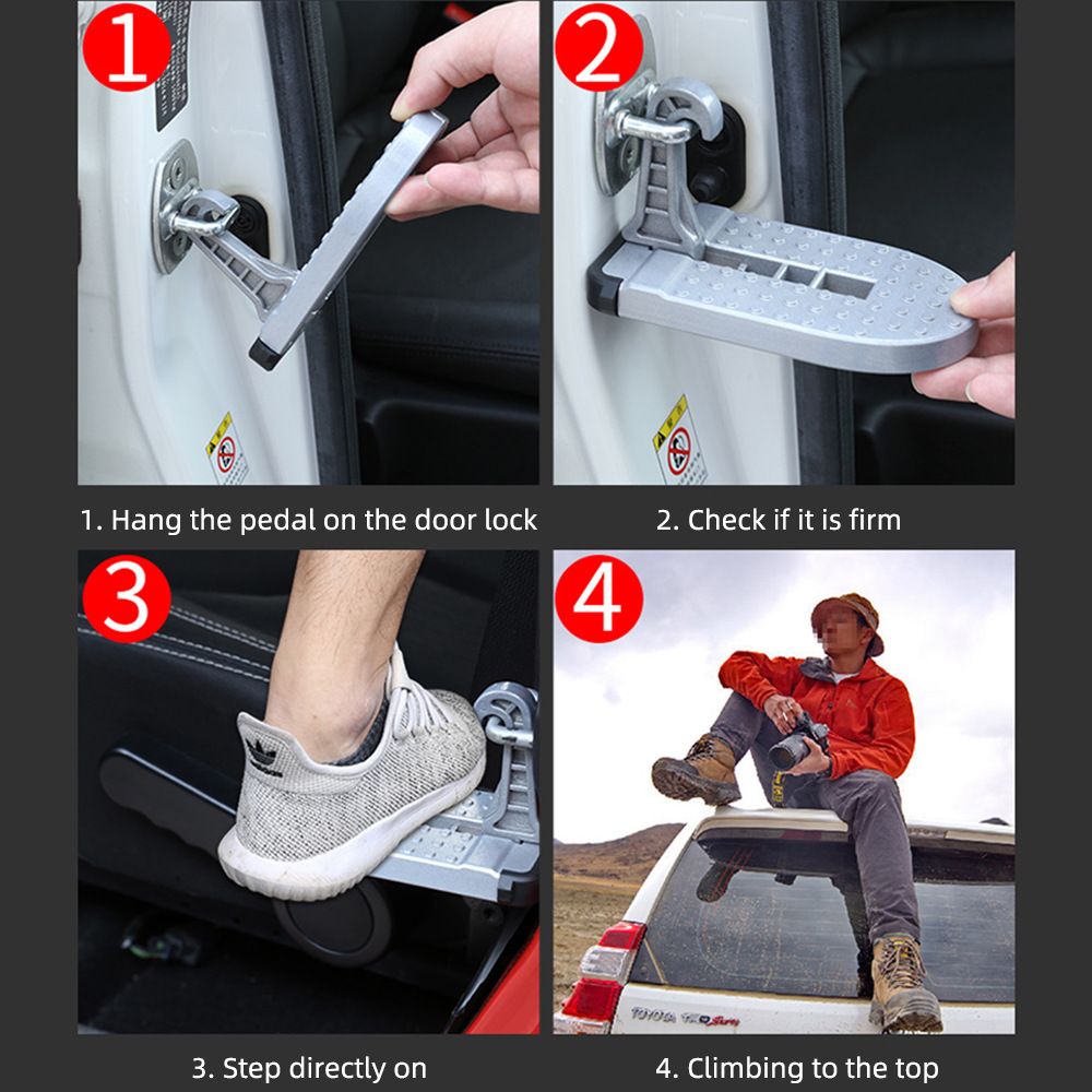 Car doorstep, multifunctional car assist pedal, suv on the roof pedal assist hook, door footrest, car window breaker