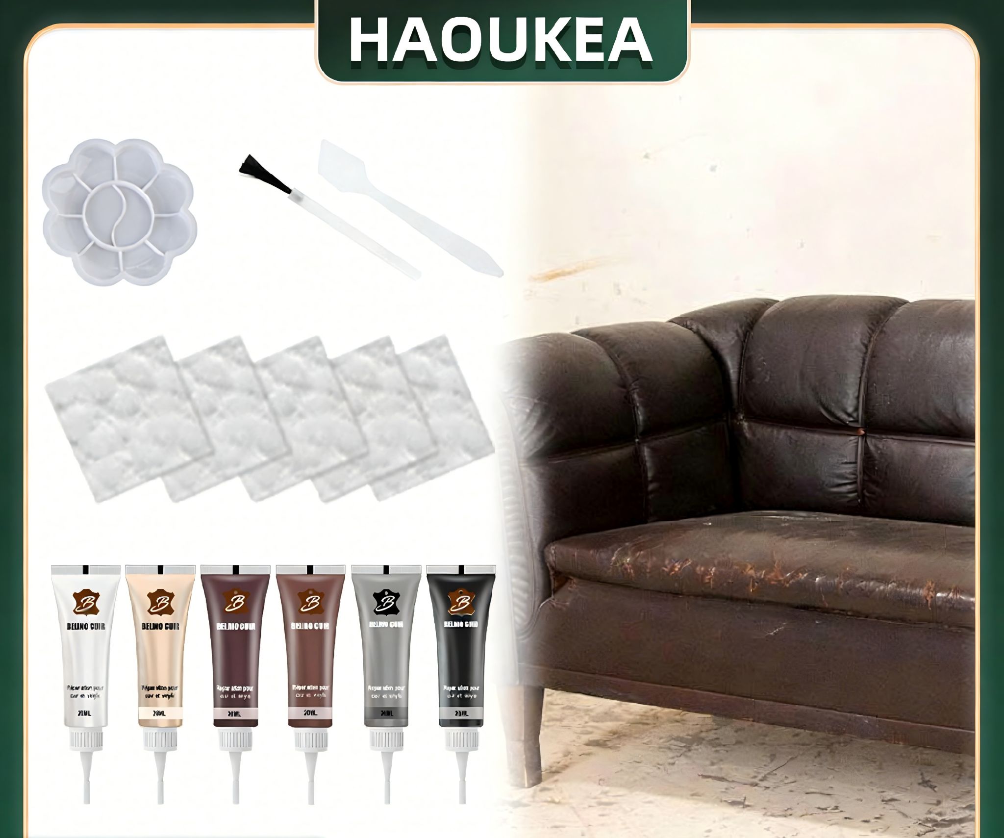 Leather color patch, scratch cream, leather clothing, scratches, cracks, leather repair, car leather, seat leather repair Accessory set is included