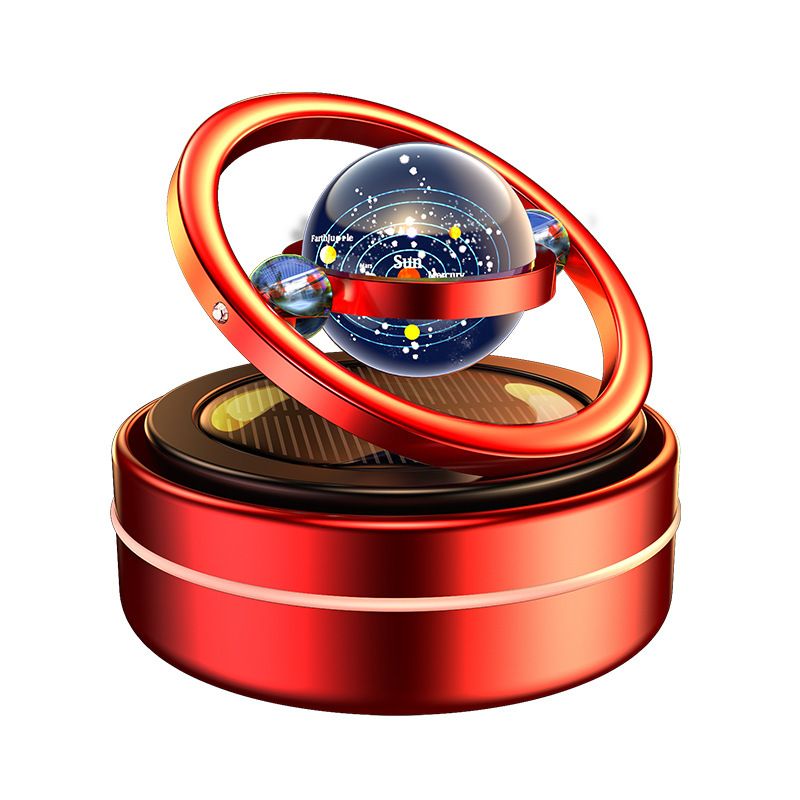 Star Planet Solar Car Air Freshener Aluminum Double Ring Floating Rotating Ornament