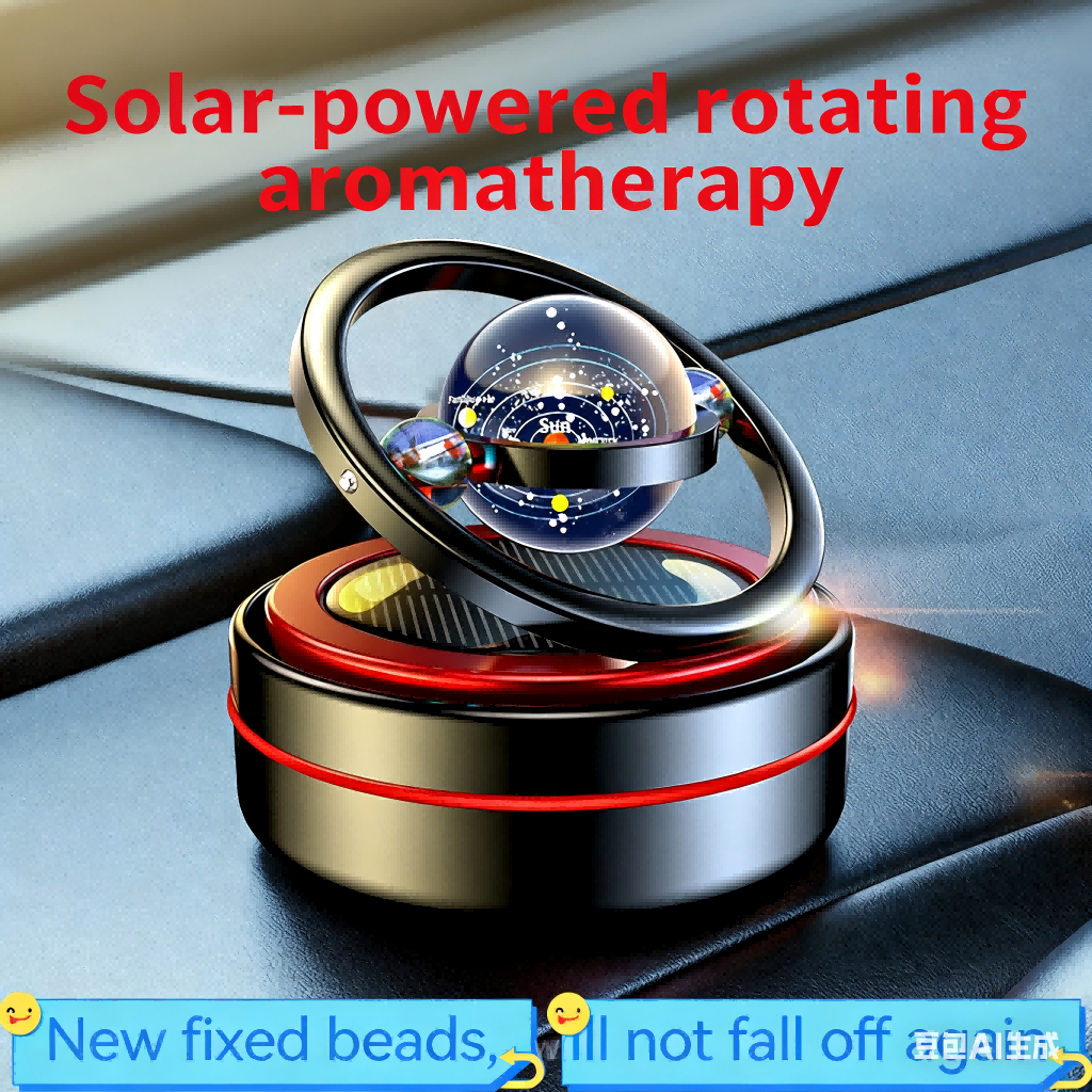Star Planet Solar Car Air Freshener Aluminum Double Ring Floating Rotating Ornament