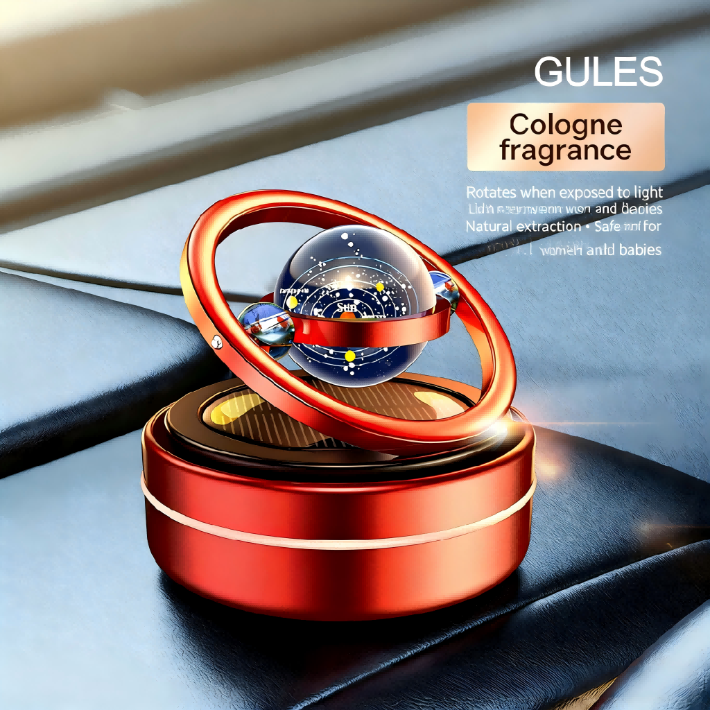 Star Planet Solar Car Air Freshener Aluminum Double Ring Floating Rotating Ornament