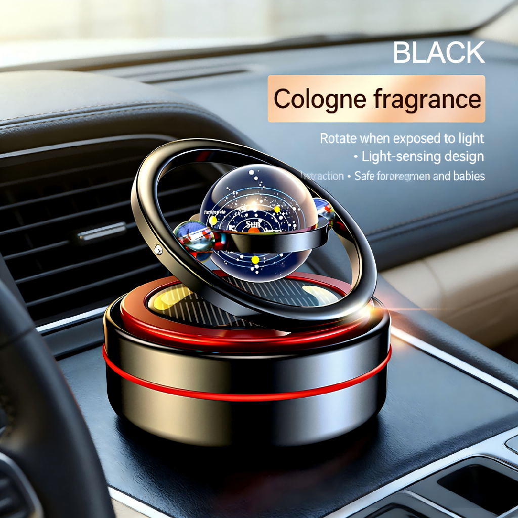 Star Planet Solar Car Air Freshener Aluminum Double Ring Floating Rotating Ornament