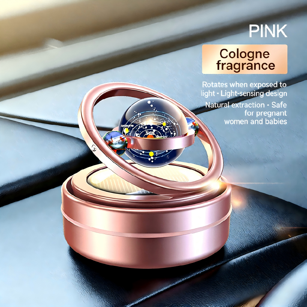 Star Planet Solar Car Air Freshener Aluminum Double Ring Floating Rotating Ornament