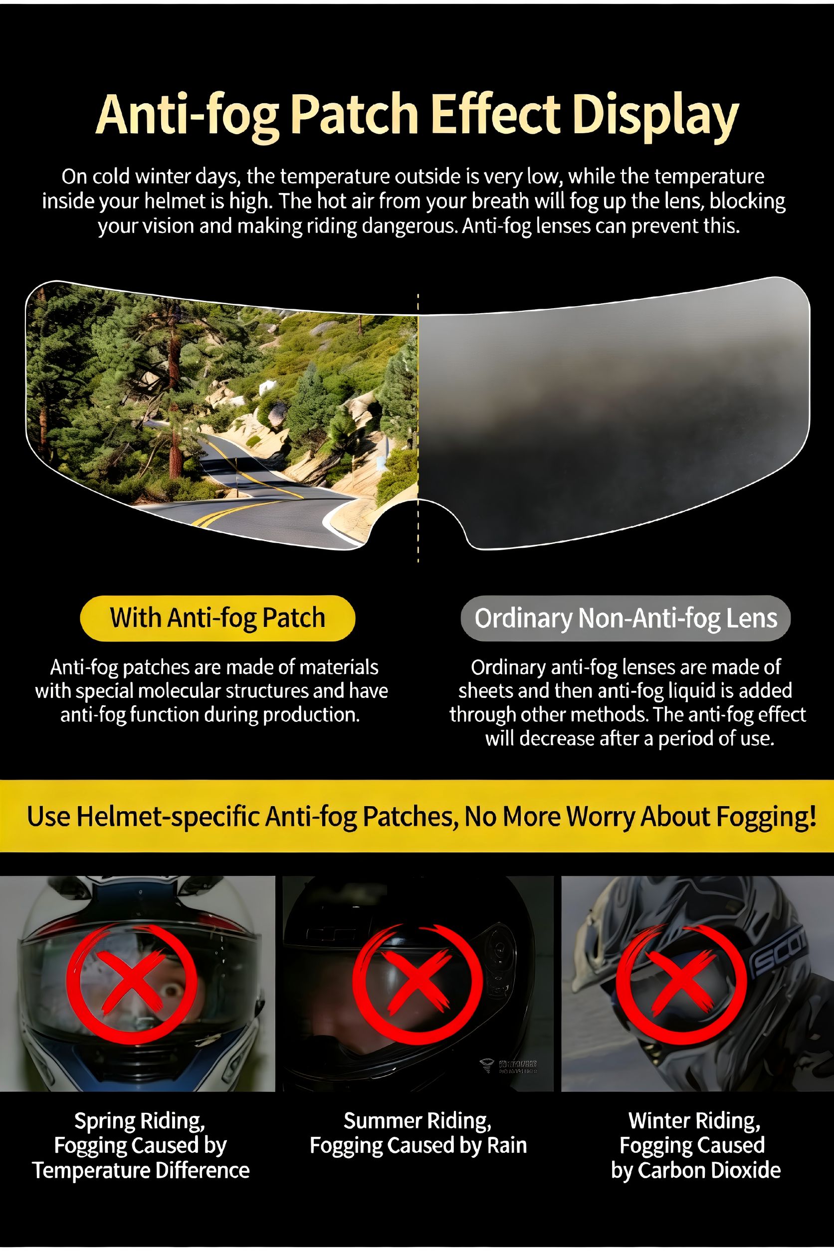 High-definition rainproof and anti-fog visor film for motorcycle and electric bike helmets, universal waterproof and anti-fog protective film for riding safety helmets