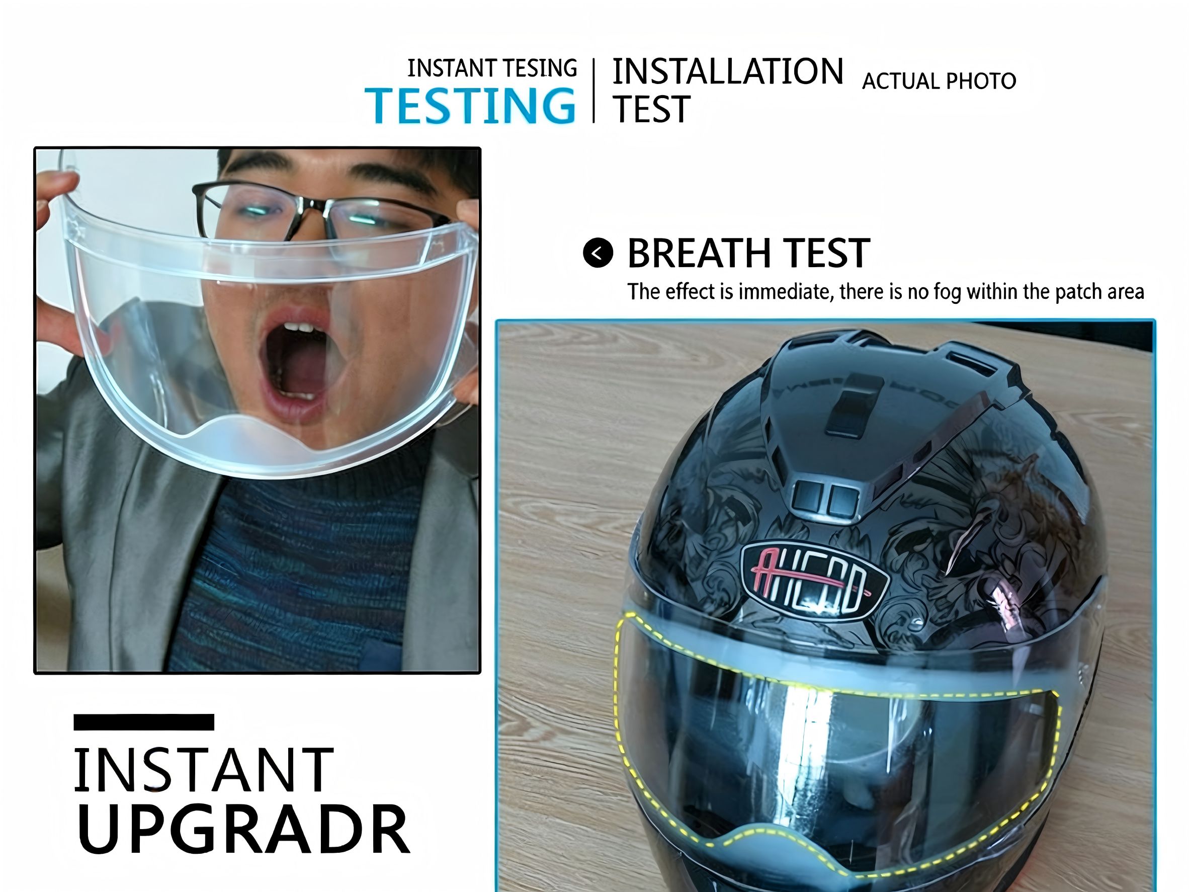 High-definition rainproof and anti-fog visor film for motorcycle and electric bike helmets, universal waterproof and anti-fog protective film for riding safety helmets