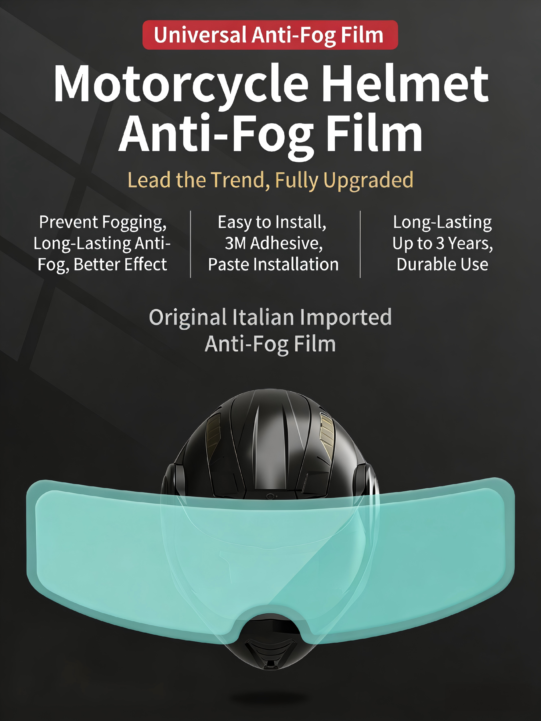 High-definition rainproof and anti-fog visor film for motorcycle and electric bike helmets, universal waterproof and anti-fog protective film for riding safety helmets