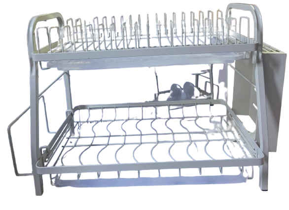✨ 2-Tier White Dish Rack – Heavy Duty Stainless Steel with Anti-Rust Coating | Space-Saving Drainer with Utensil & Cup Holder 🧼