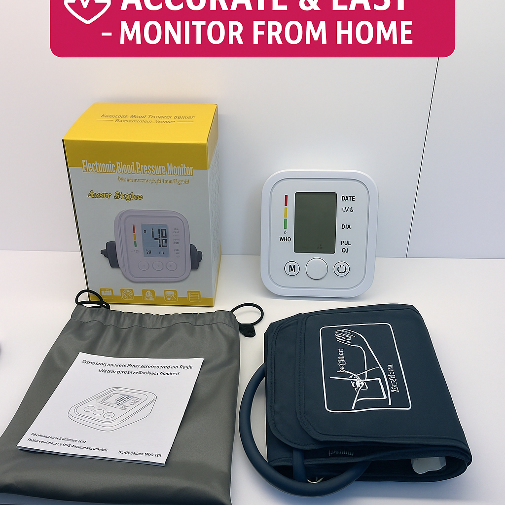 💓 Digital Upper Arm Blood Pressure Monitor – Automatic Electronic BP Machine with Large Display, Cuff (22–32cm), and Storage Pouch | Home Use | Accurate & Easy