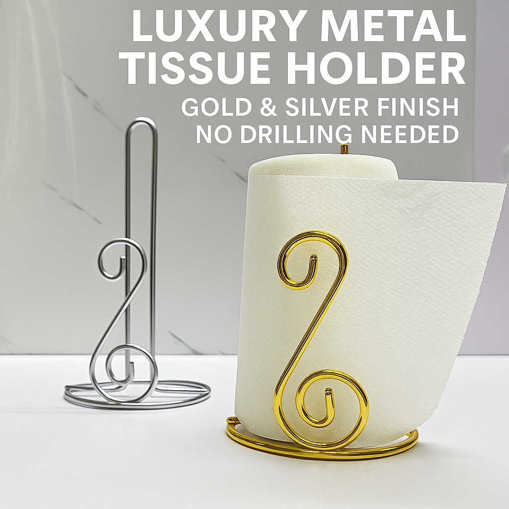 ✨ Elegant Spiral Metal Kitchen Serviette Napkin Roll Paper Towel Tissue Holder – Heavy Base, Rustproof, Freestanding Design – Ideal for Kitchen, Dining, Bathroom or Hotel Use