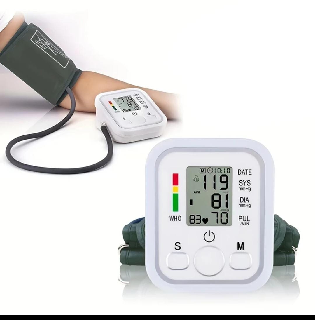 Automatic Digital Arm Blood Pressure Monitor – Accurate BP & Heart Rate Tensiometer with Large Display, One-Touch Operation & Memory Function