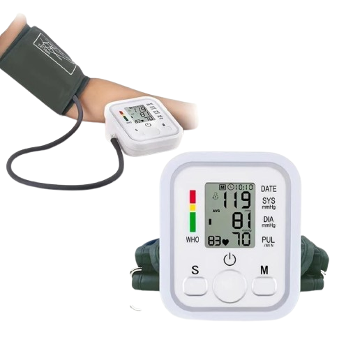Automatic Digital Arm Blood Pressure Monitor – Accurate BP & Heart Rate Tensiometer with Large Display, One-Touch Operation & Memory Function