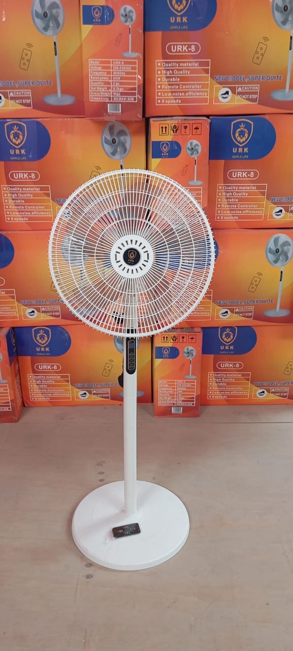 🌬️ URK 16” Modern Standing Fan – Super Quiet, Remote Control, 4-Speed – Model URK-8 🌀