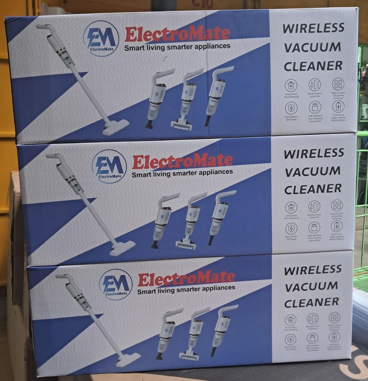 ElectroMate Wireless Vacuum Cleaner – Cordless, Lightweight & Powerful – 3-in-1 Multifunction Stick Vacuum for Home, Office & Car Cleaning