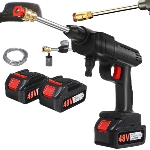 🔫 48V Cordless High Pressure Car Washer – 2 Rechargeable Batteries, Multiple Nozzles, Rich Foam Bottle – Portable Power Cleaner for Cars, Bikes & Home Use 🚗🚿