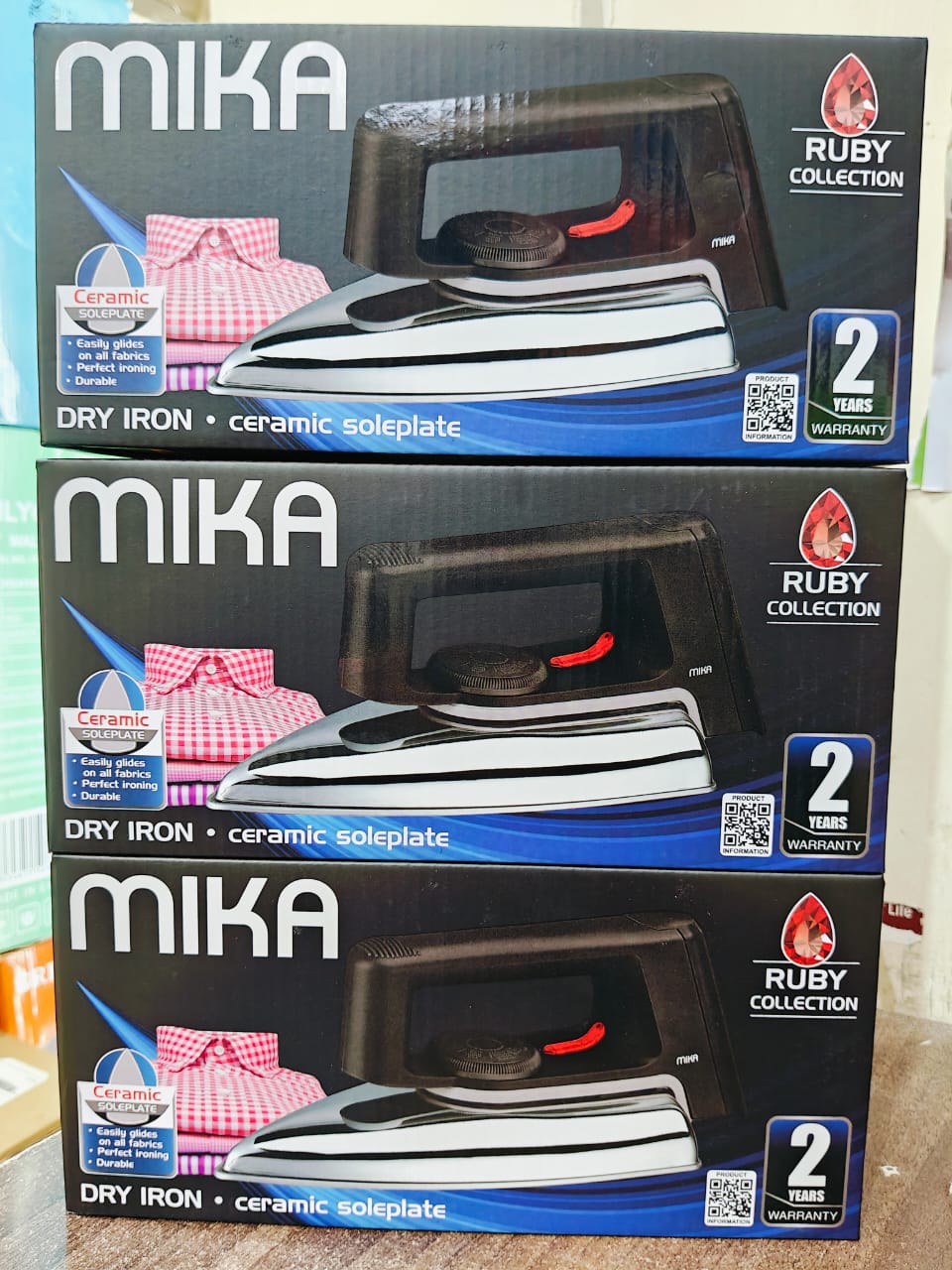 🔥 Mika Ruby Collection Heavy Duty Dry Iron – Ceramic Soleplate, Adjustable Temperature Control, Durable Build + 2-Year Warranty | Smooth & Perfect Ironing 👔✨
