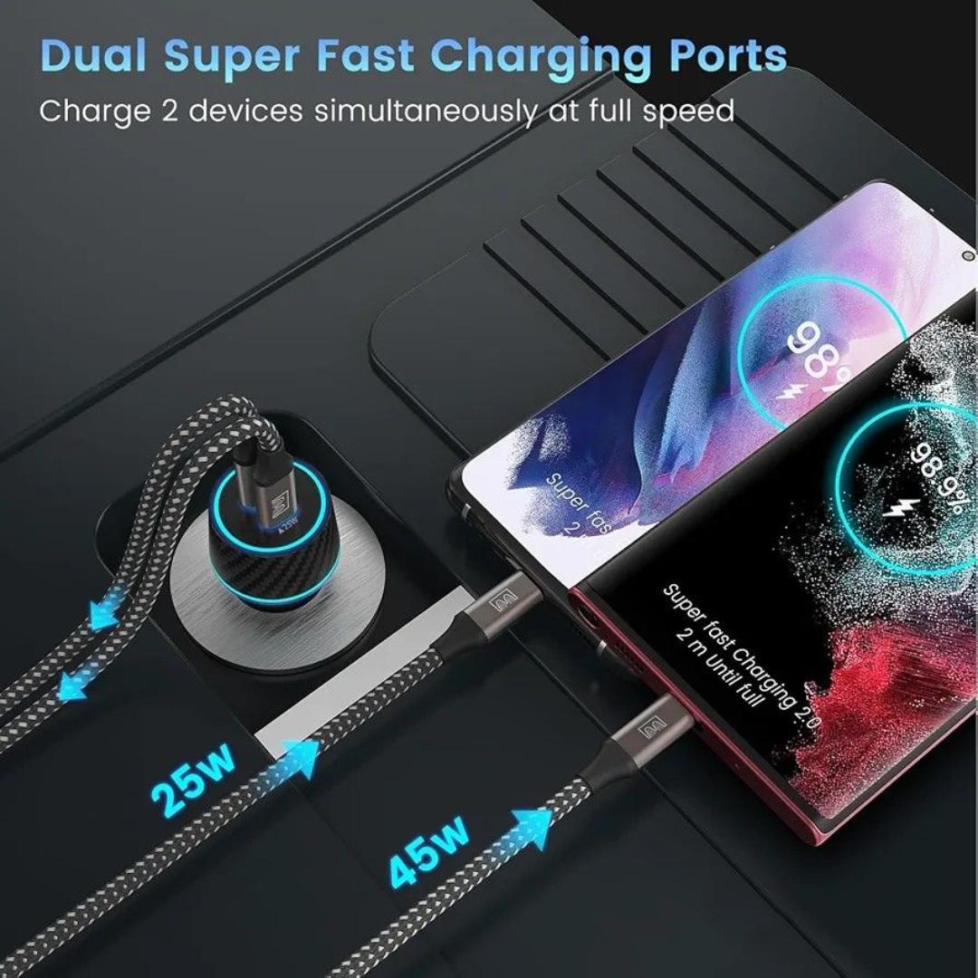 Samsung Super Fast Car Charger – Dual Port, 45W USB-C PD & 15W USB-A – Adaptive Charging for All Devices