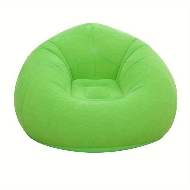 Inflatable Bean Bag Lounger Chair with Flocking PVC | Portable Garden & Indoor Sofa Seat