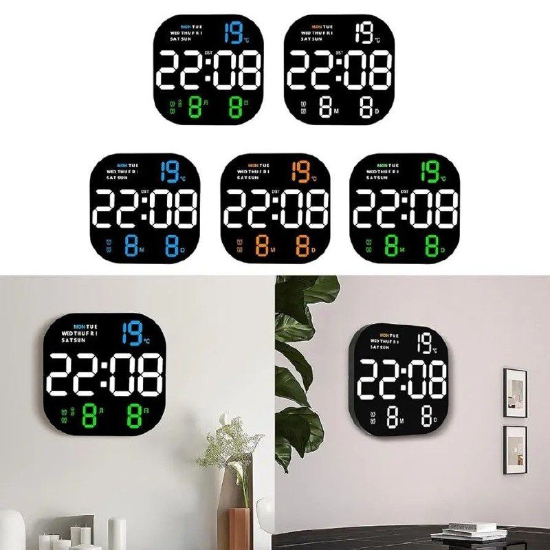Large Screen Digital Wall Clock – Remote Control, Dual Alarm, Stopwatch, Temperature & Date Display – 12/24hr Format