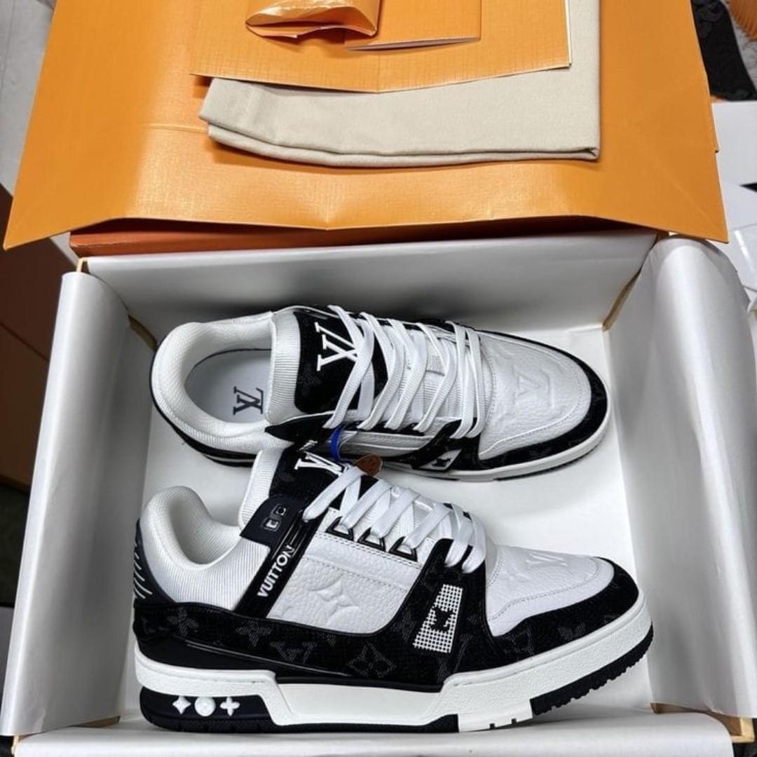 ORIGINAL LOUIS VUITTON SNEAKERS, LV SKATE , MULTI COLOUR WHITE AND BLACK TUNED AIR, HIGH QUALITY SNEAKERS.