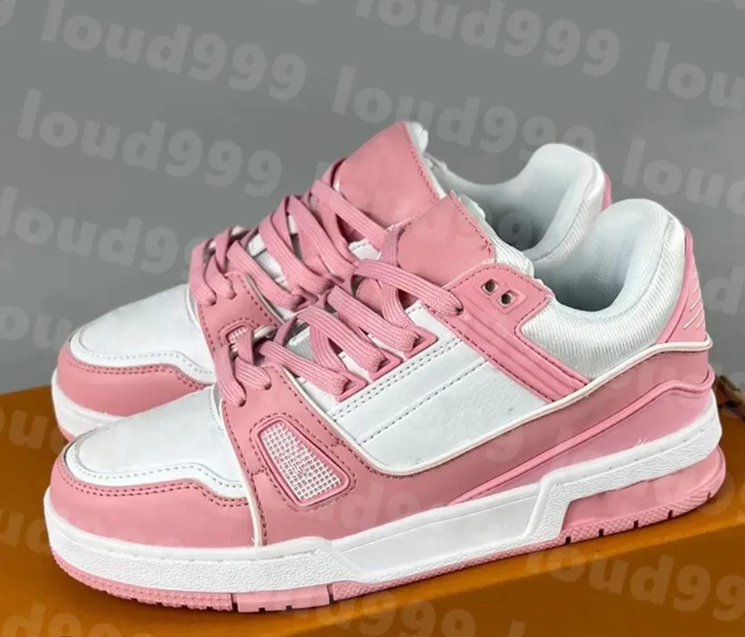 ORIGINAL LOUIS VUITTON SNEAKERS, LV SKATE , MULTI COLOUR WHITE AND PINK TUNED AIR, HIGH QUALITY SNEAKERS.