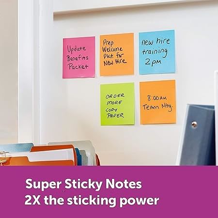 12pcs Super Sticky Notes Bright Colorful Sticky Pad Self-Adhesive Personalized Cute Stationery Memo Pads Set Colorful Sticky Note with 2x Sticking Power