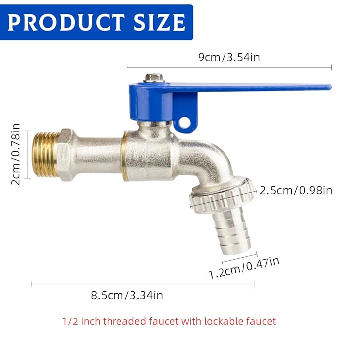 High Quality WaterTap with Lock, Garden Tap Lock,1/2" Thread Water Lockable Faucet for Washing Machine Outdoor Spigots Faucet Locks Outdoor Garden Home Garden