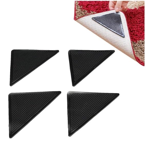 Reusable Rug Grippers RUGGIES Carpet Mat Non Slip Grip Corners Magic Pad Anti Skid for Rug Washable Silicone Grip Mat, Rug Carpet Stopper