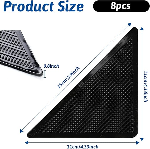 Reusable Rug Grippers RUGGIES Carpet Mat Non Slip Grip Corners Magic Pad Anti Skid for Rug Washable Silicone Grip Mat, Rug Carpet Stopper