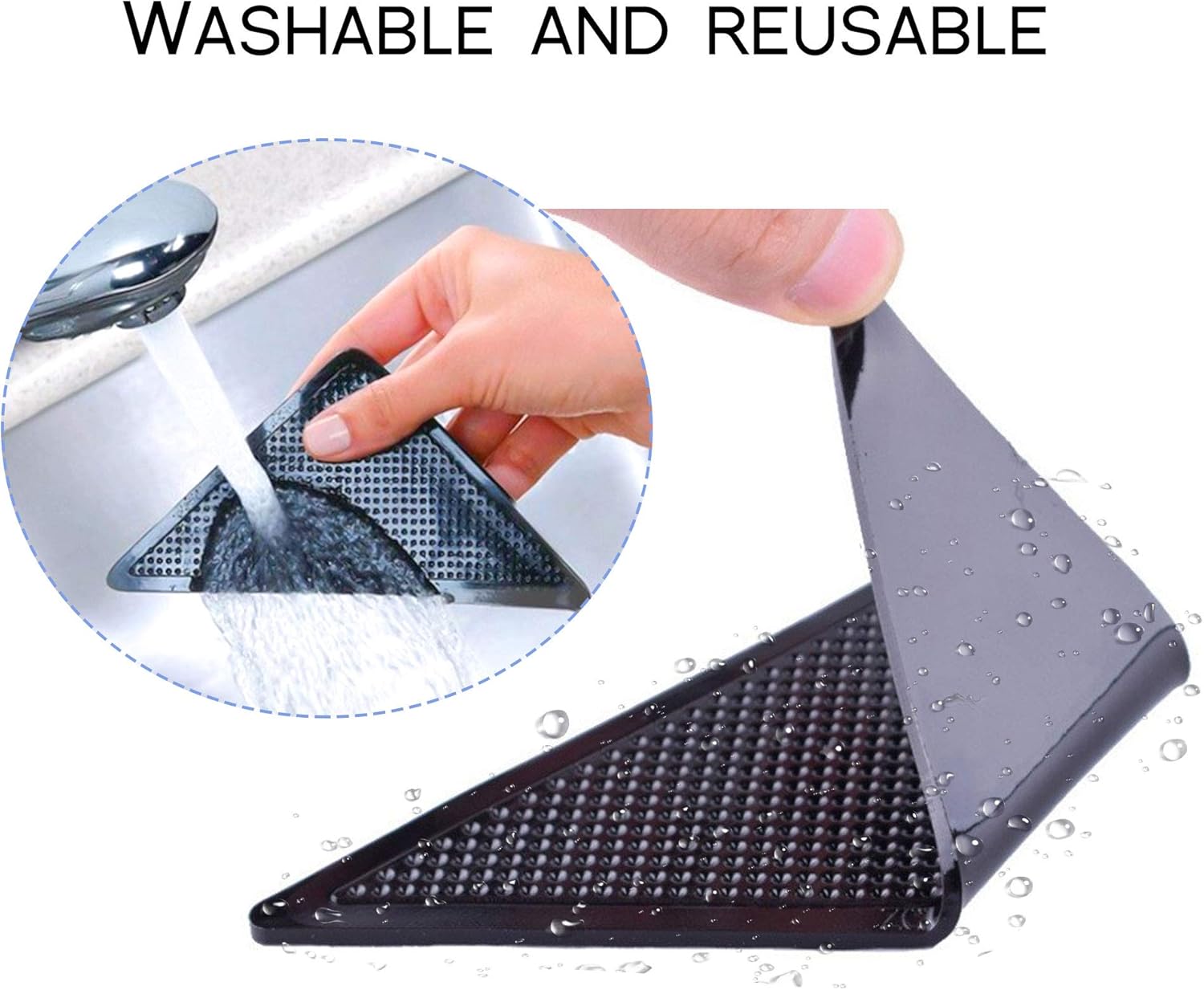 Reusable Rug Grippers RUGGIES Carpet Mat Non Slip Grip Corners Magic Pad Anti Skid for Rug Washable Silicone Grip Mat, Rug Carpet Stopper