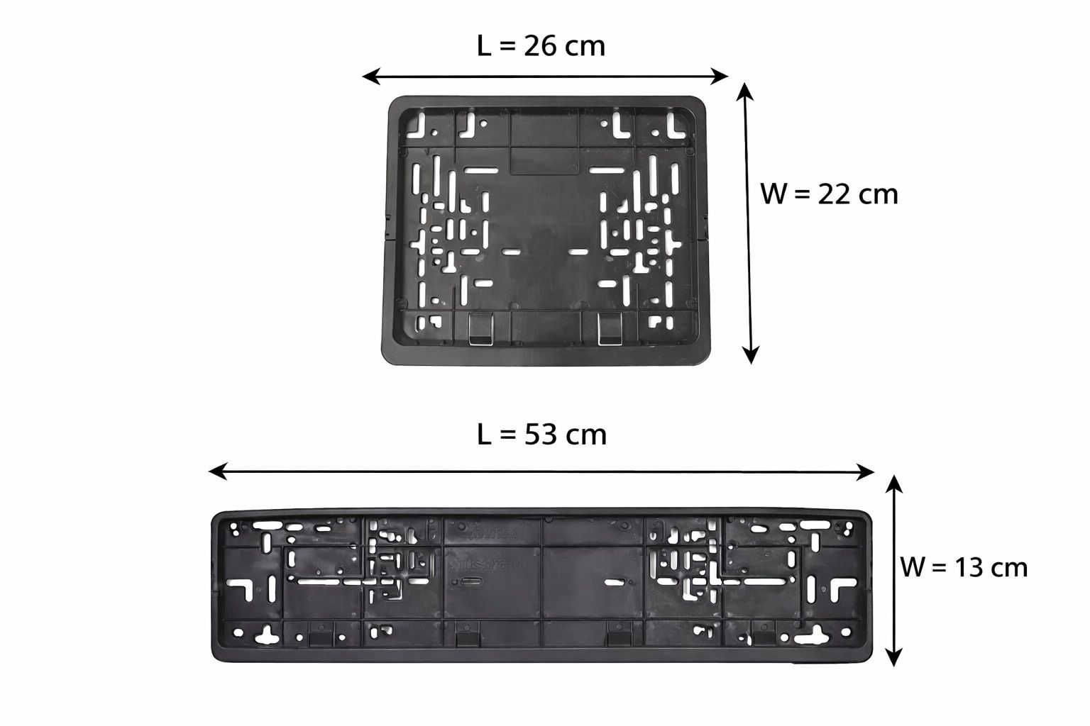 New Generation Car Number Plate Holder Frame Set Square & Rectangular License Plate Mount Bracket Durable Heavy-Duty Plastic Anti-Rust Plate Holder for Cars, Vans, SUVs, Trucks & Lorries.