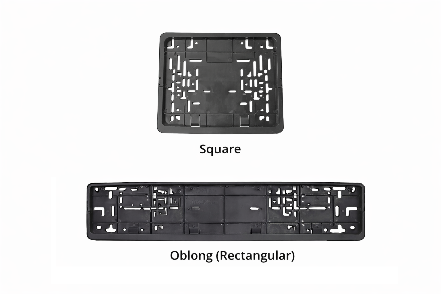 New Generation Car Number Plate Holder Frame Set Square & Rectangular License Plate Mount Bracket Durable Heavy-Duty Plastic Anti-Rust Plate Holder for Cars, Vans, SUVs, Trucks & Lorries.