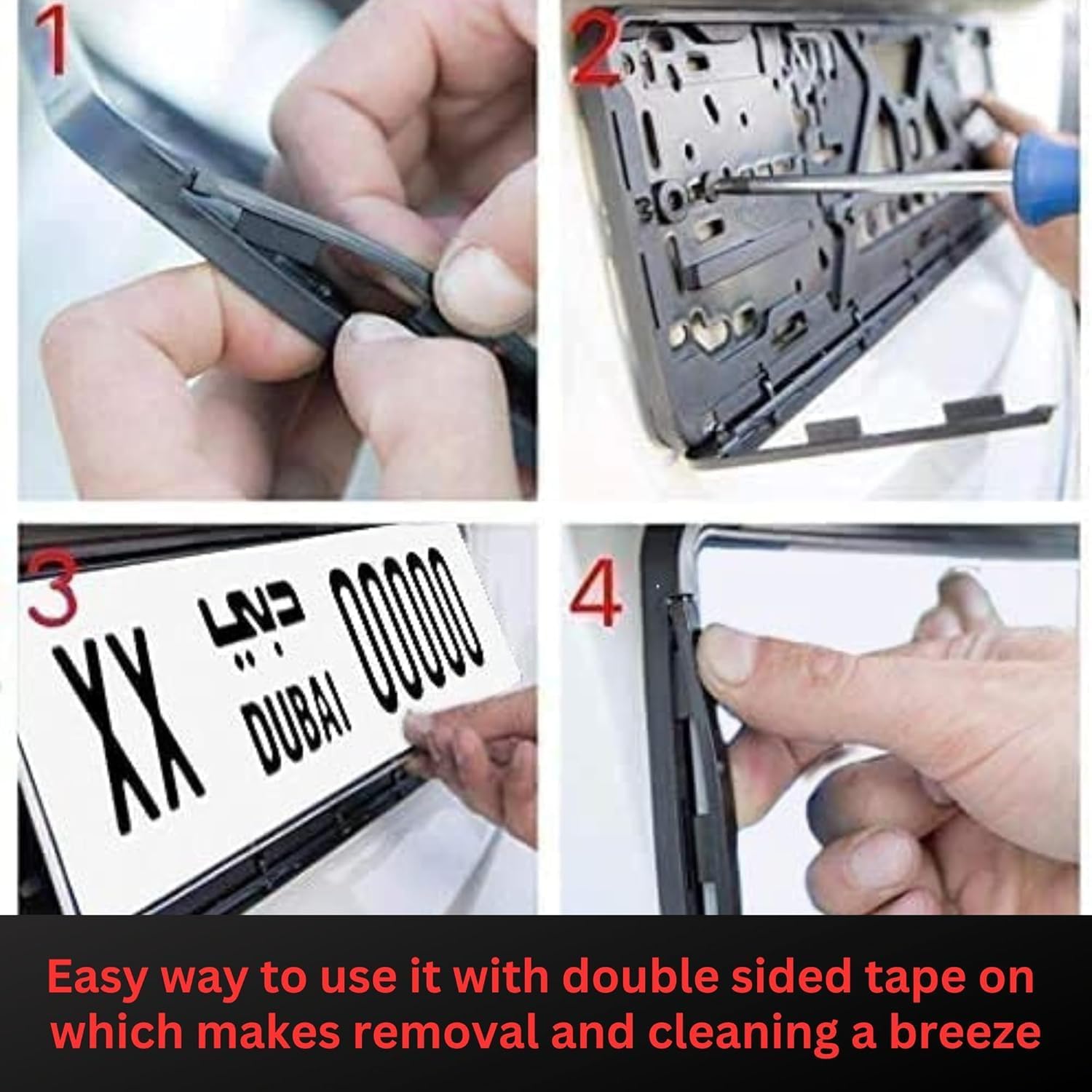 New Generation Car Number Plate Holder Frame Set Square & Rectangular License Plate Mount Bracket Durable Heavy-Duty Plastic Anti-Rust Plate Holder for Cars, Vans, SUVs, Trucks & Lorries.