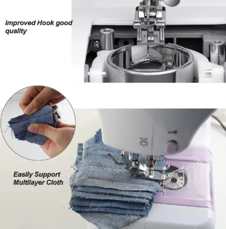 Home Sewing Machine 12 Needle Portable Mini Electric Sewing Machine Foot Pedal Dual Thread Ironing Presser Beginner 12 Built-in Stitches 2 Speed, Light, Storage Drawer,expansion table-UK plug