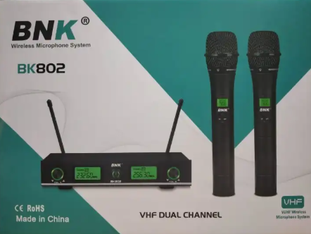 Bnk BK802 VHF Dual channel 2 wireless microphones Public address systems microphones VUHF wireless microphones system