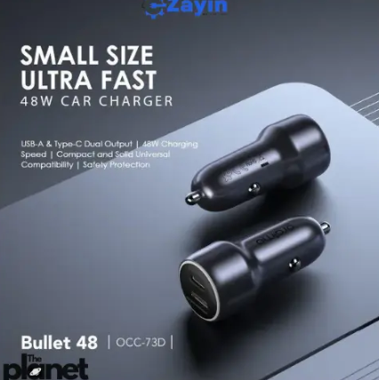 Oraimo 48W Dual Port Car Charger Oraimo Bullet 48 PD QC Fast Car Charger Oraimo Metal Body Car Charger Oraimo Car Adapter with Smart Charging Oraimo 48W Super Fast Charger for Cars