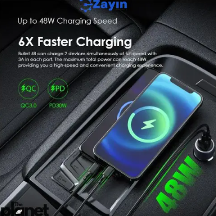 Oraimo 48W Dual Port Car Charger Oraimo Bullet 48 PD QC Fast Car Charger Oraimo Metal Body Car Charger Oraimo Car Adapter with Smart Charging Oraimo 48W Super Fast Charger for Cars