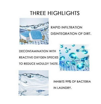 12 PCS Washing Machine Cleaner Effervescent Tablets Deep Cleaning Remove Odor Decontamination Tablet Household Supplies