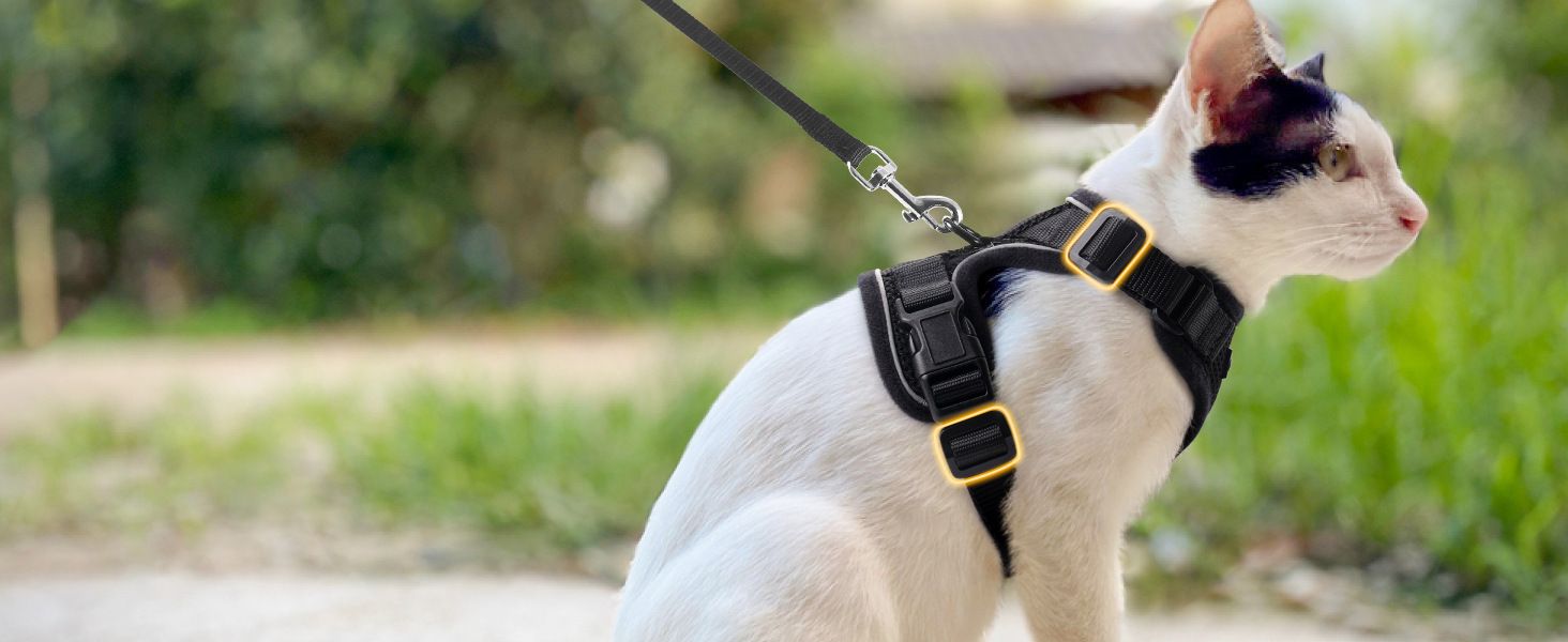 Pet cat breathable chest harness with reflective material to prevent escape, cat walking rope, cat leash, adjustable back strap
