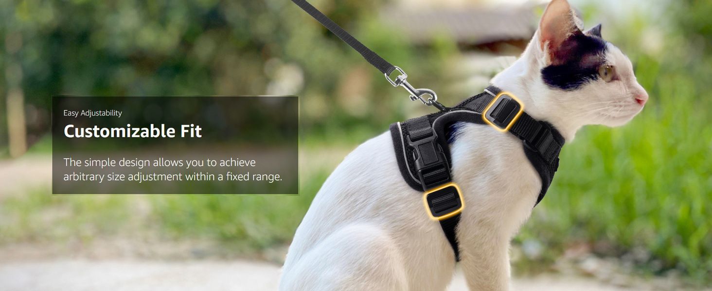 Pet cat breathable chest harness with reflective material to prevent escape, cat walking rope, cat leash, adjustable back strap