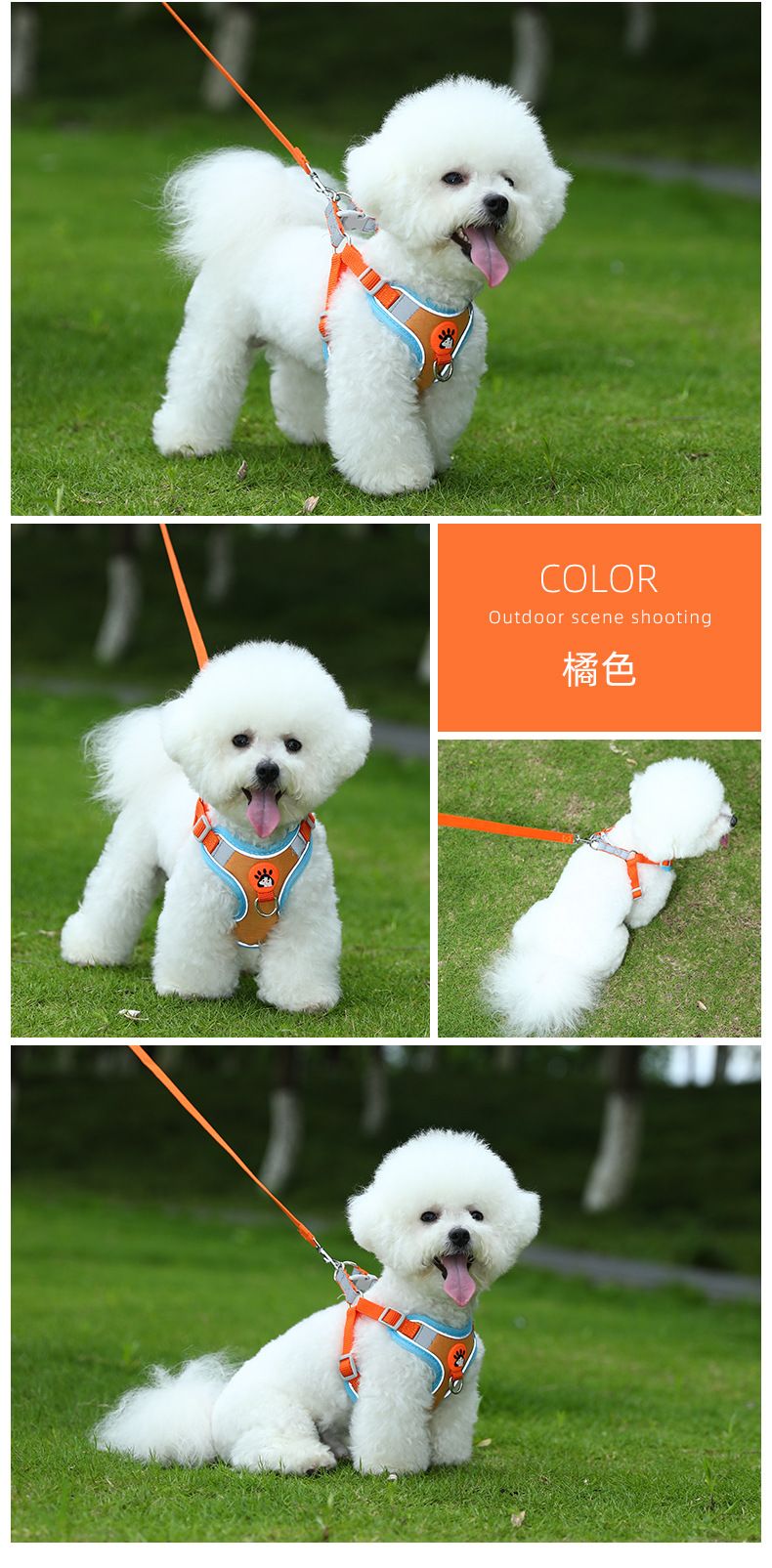 Pet Vest Harness & Leash Set for Small Dogs - Breathable High-Leg Design, Specially for Bichon Frise, Adjustable Dog Chest Strap for Walking on Kilimall