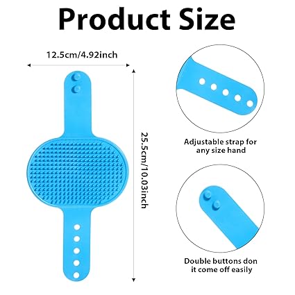 3-Piece Pet Silicone Bath Brush with Adjustable Handle - Dog & Cat Universal Wet & Dry Dual-Use Brush (Massage & Fur Cleaning) (Blue/Green/Yellow)