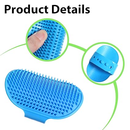 3-Piece Pet Silicone Bath Brush with Adjustable Handle - Dog & Cat Universal Wet & Dry Dual-Use Brush (Massage & Fur Cleaning) (Blue/Green/Yellow)