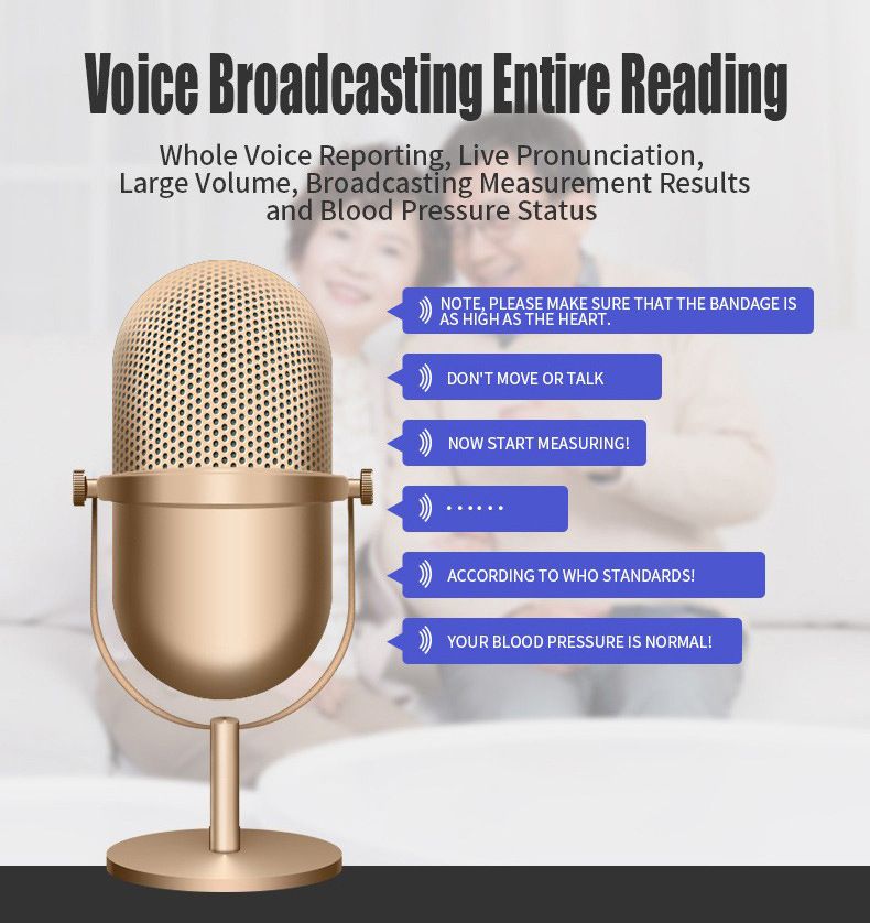 Portable Voice Blood Pressure Monitor LCD Digital Upper Arm Measurement Tool Medical Grade Accurate Measurement Home Fully Automatic Medical Equipment Heart Rate Pulse Monitor Sphygmomanometer