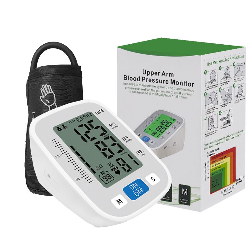 Portable Voice Blood Pressure Monitor LCD Digital Upper Arm Measurement Tool Medical Grade Accurate Measurement Home Fully Automatic Medical Equipment Heart Rate Pulse Monitor Sphygmomanometer