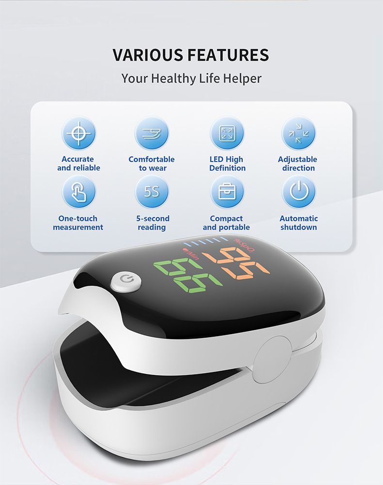 Finger Clip Oximeter Medical Grade Automatic Blood Oxygen Saturation Monitor for Heart Rate and Pulse Monitor LED LCD Display Fingertip Pulse Oximeter Medical Equipment