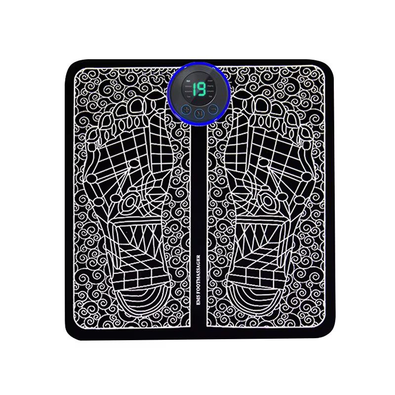 Foot  Massger Electric EMS Sole Massage Pad Feet Muscle Stimulation 8 Modes 19 Level Relaxation USB Charging Portable Foldable Massager Mat Improve Blood Circulation Relief Pain Relax Feet