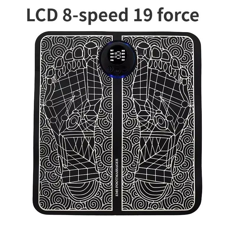 Foot  Massger Electric EMS Sole Massage Pad Feet Muscle Stimulation 8 Modes 19 Level Relaxation USB Charging Portable Foldable Massager Mat Improve Blood Circulation Relief Pain Relax Feet